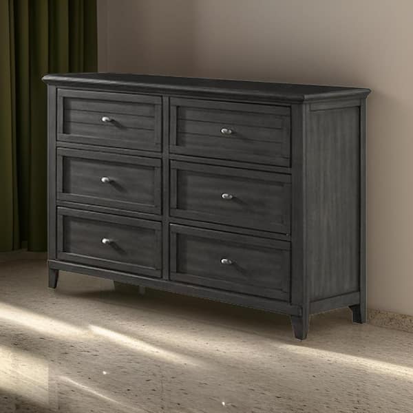 Benjara Gray 6-Drawer 47.63 in. W Dresser without Mirror
