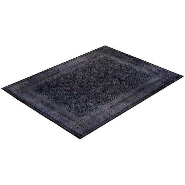 Overdyed Black 10 ft 3 in x 13 ft 8 in Wool Indoor Area Rug