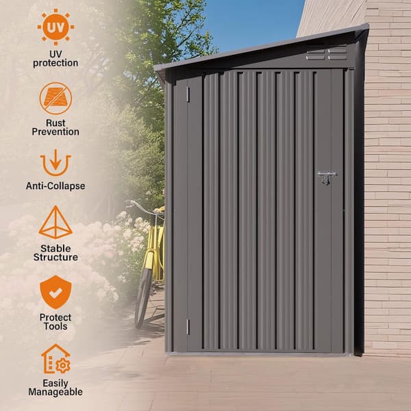 4 ft. W x 9 ft. D Metal Outdoor Storage Shed with Sloping Roof, 2