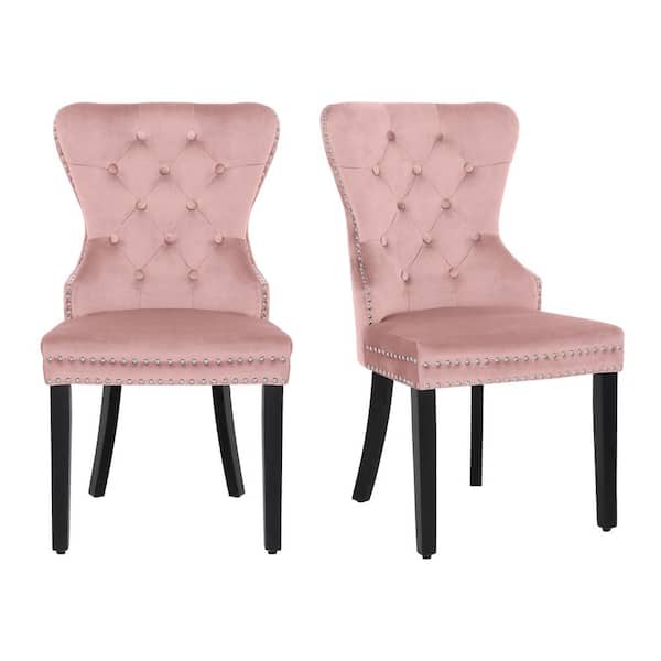 WESTINFURNITURE Brooklyn Pink Tufted Velvet Dining Side Chair (Set of 2)