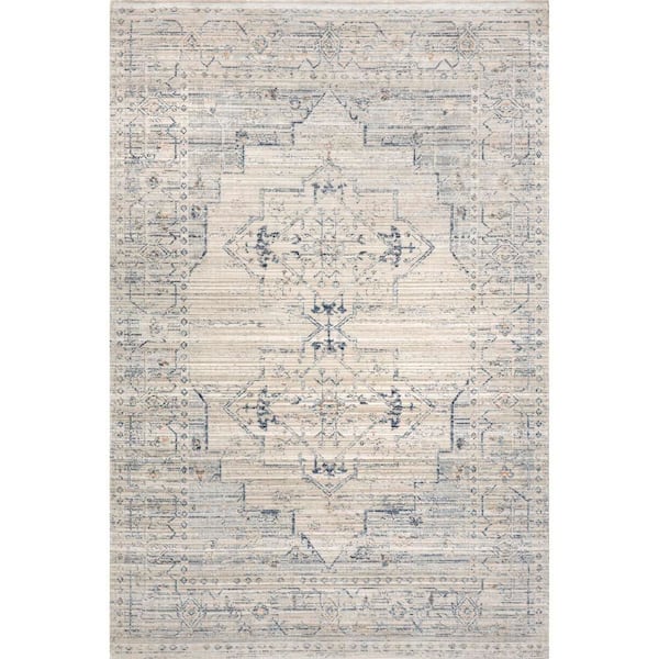 Zelly Medallion Washable Beige 2 ft. x 3 ft. Outdoor Area Rug