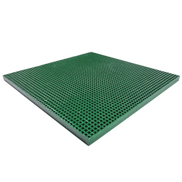 3 ft. x 3 ft. Micro-Mesh Series Composite Fiberglass Grating Deck Tile for Drain Cover,Garage,Walkway,Patio Deck,Green