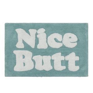 Nice Butt 20 in. x 32 in. BLue Novelty Cotton Rectangular Bath Mat
