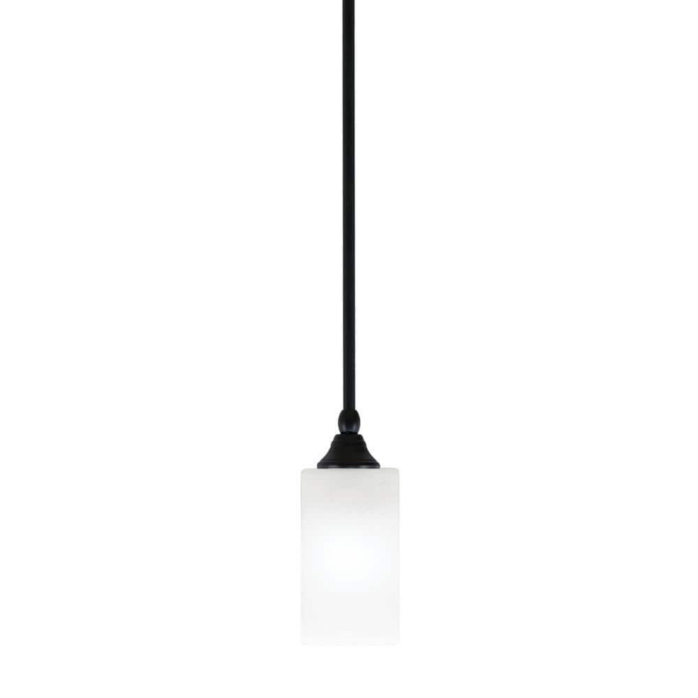 Sparta 100-Watt 1-Light Matte Black Shaded Pendant Light Mini Pendant with 