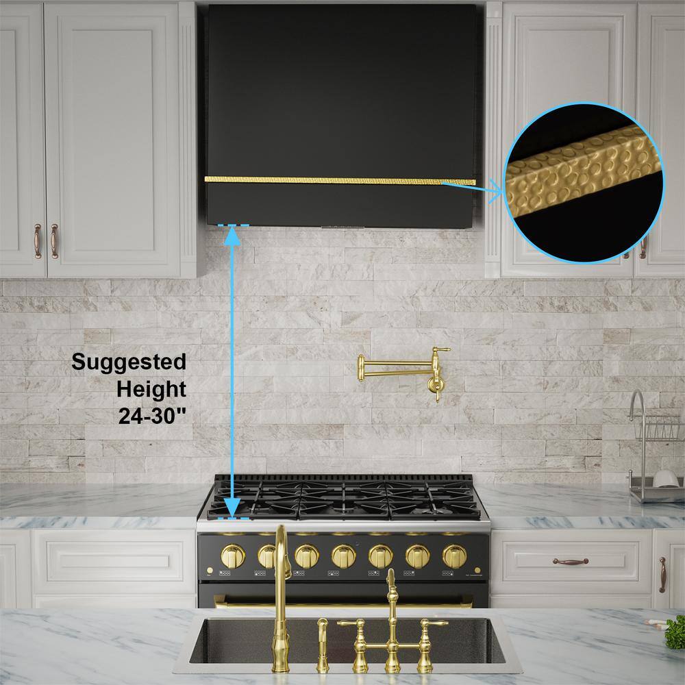36" Stainless Steel and Brass Wall-Mounted Range Hood