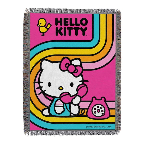 Hello Kitty Let's Chat Tapestry Throw Blanket 48 x 60