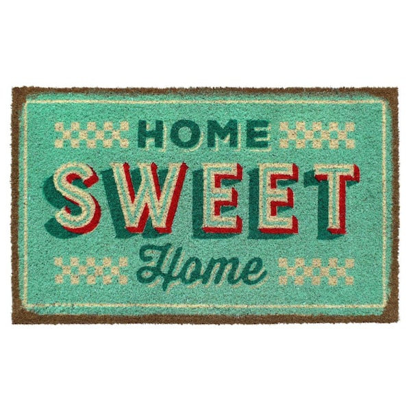 Unbranded Welcome Home Sweet Home Retro Multi 18 in. x 30 in. Coir Non-Slip Outdoor Door Mat