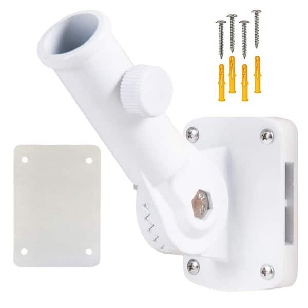 1 in. Adjustable White Aluminum Flagpole Bracket Multi-Angle Heavy Duty Flag Holder (1-Pack)