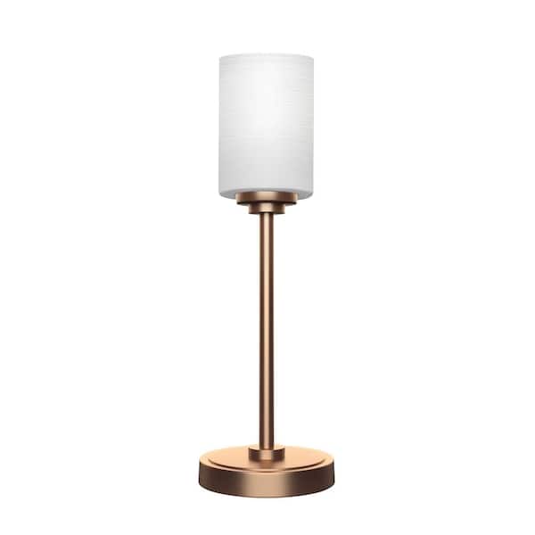 Unbranded Quincy 17.5 in. New Age Brass Accent Lamp with White Matrix Glass Shade