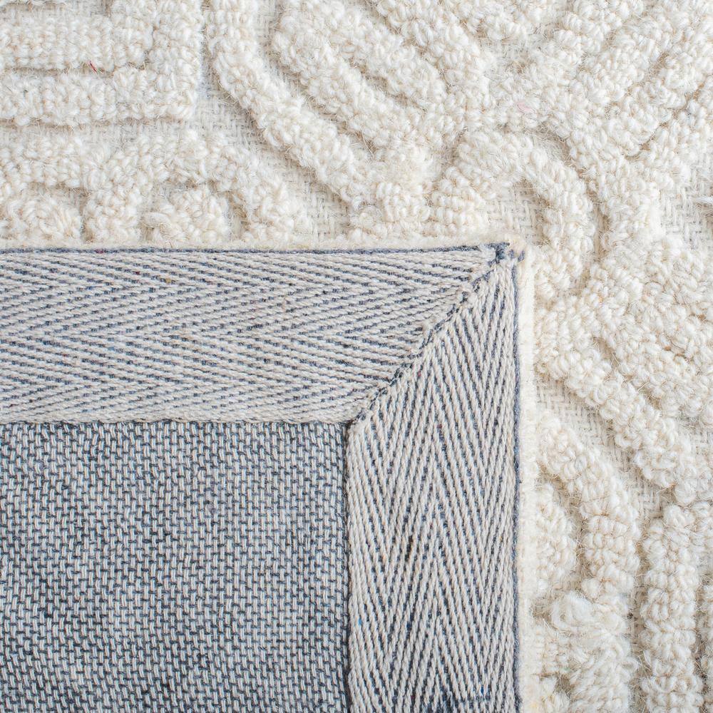 Ivory Geometric Hand-Tufted Wool Rug - 9' x 12' Textural Elegance