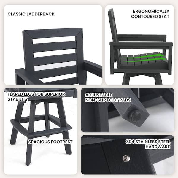 DENISLAWN Swivel HDPE Outdoor Bar Stool DNHDPE-SG - The Home Depot