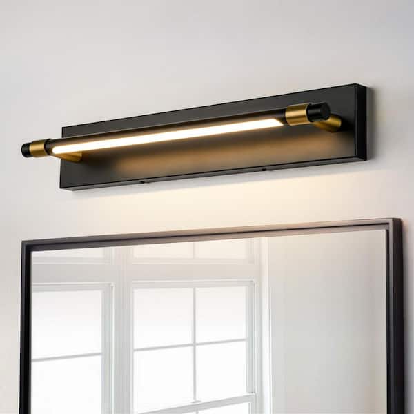 RRTYO Luxcien 23.6 in. Modern Black Linear Rectangular Integrated LED Bathroom Vanity Light