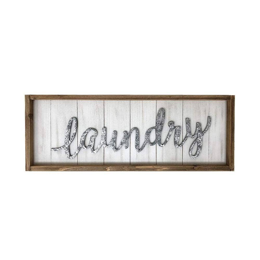 PARISLOFT Laundry Vintage Framed Wood Wall Decorative Sign SG0037 - The  Home Depot