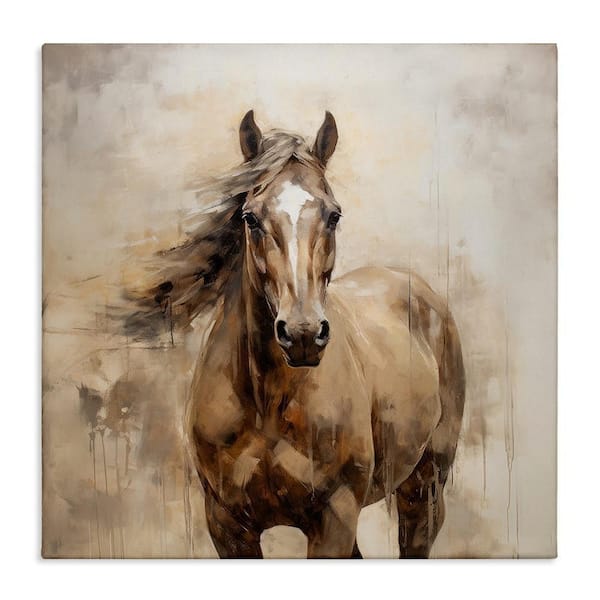 Horse with Modern Drip by PI Creative Art 1 Piece Unframed Animal Graphic Art Print 24 in. x 24 in.