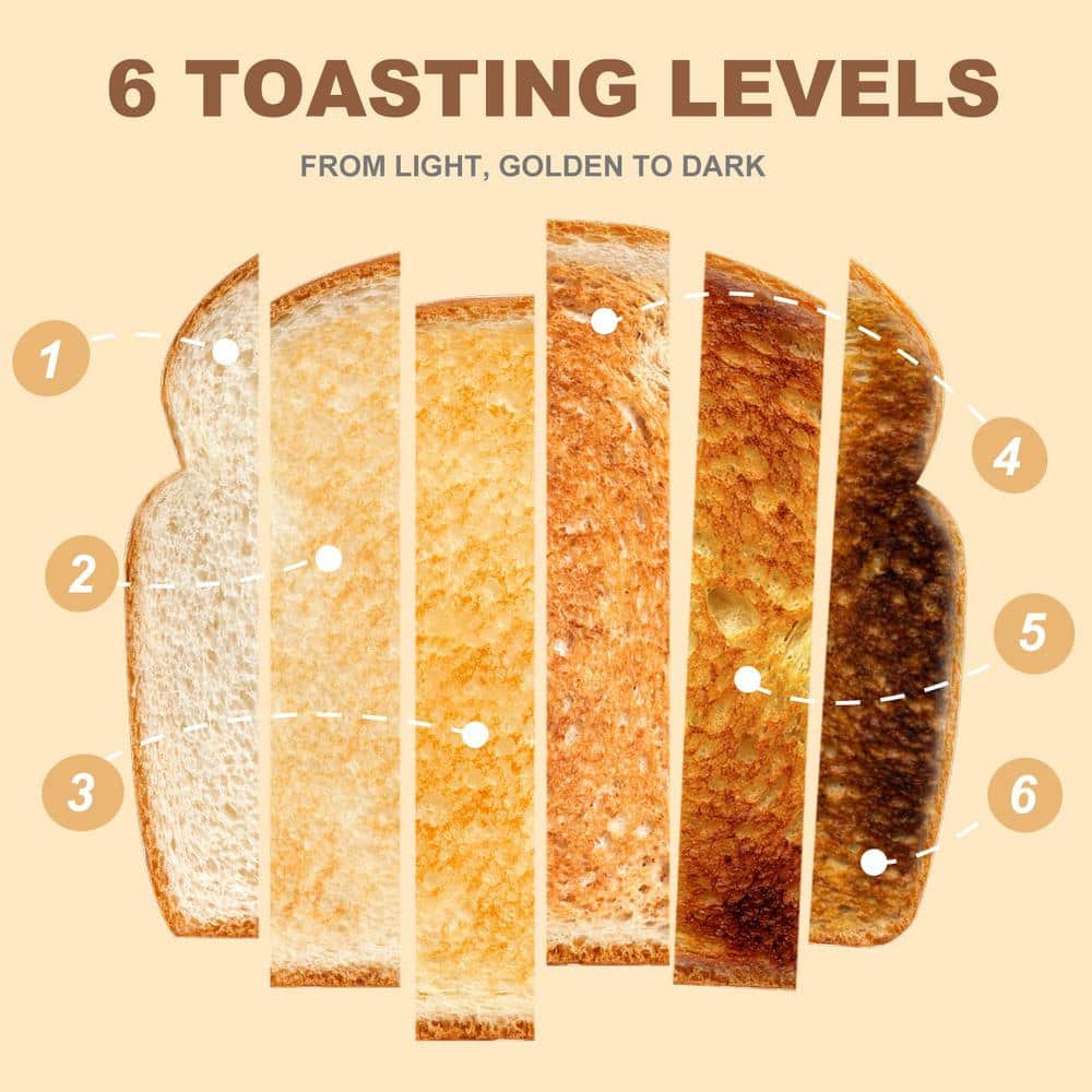 Beige 2-Slice Wide Slot Toaster with Crumb Tray