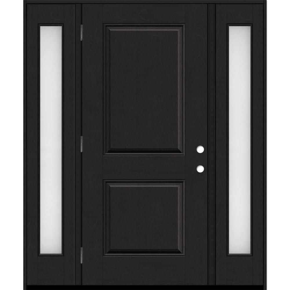 Regency 68 in. x 80 in. 2P Squaretop RHOS Onyx Stain Mahogany Fiberglass Prehung Front Door with Obscure14in. SLs 4-9/16 price history on PriceWatchPro