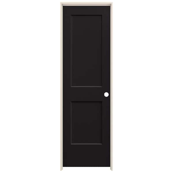 JELD-WEN 24 in. x 80 in. Monroe Black Painted Left-Hand Smooth Solid Core Molded Composite MDF Single Prehung Interior Door