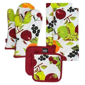 Fruit 100% Cotton 6pc Kitchen Towel, Pot Holder, Oven mitt Set