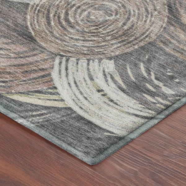 Mayfield Premium Machine Washable Abstract AMF2267 Brown 9 ft. x 12 ft. Area Rug