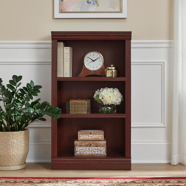 StyleWell 43 in. Dark Brown Wood 3-Shelf Classic Bookcase with Adjustable Shelves