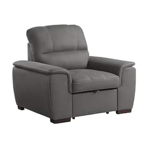 Maja Gray Microfiber Arm Chair with Pull-out Ottoman
