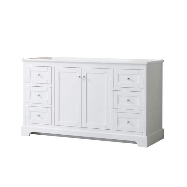 Wyndham Collection Avery 59.25 in. W x 21.75 in. D Bathroom Vanity Cabinet Only in White