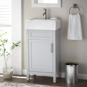Arvesen 18 in. W x 12 in. D Vanity in Dove Grey with Ceramic Vanity Top in White with White Sink