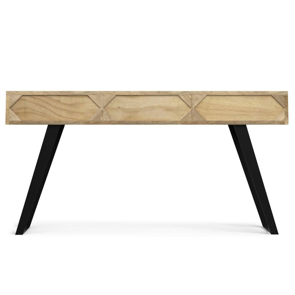Natural Mango Wood and Metal Console Table with Storage