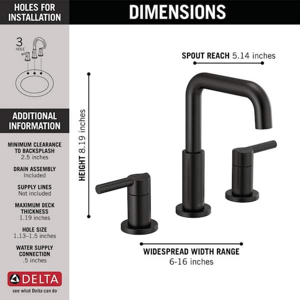 Delta Nicoli 8 in. Widespread 2-Handle Bathroom Faucet in Matte Black  35849LF-BL - The Home Depot