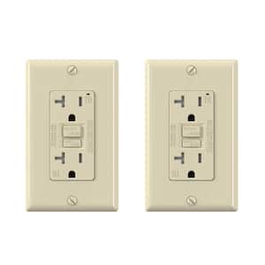 Light Almond 20 Amp 125-Volt Tamper Resistant Duplex Self-Test GFCI Outlet, with Wall Plate (2-Pack)