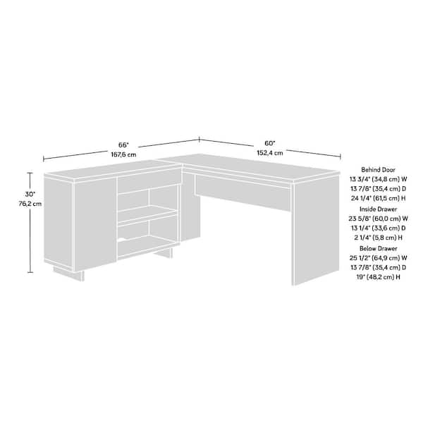 SAUDER Porto Palma 60 in. L-Shaped Haze Acacia Computer Desk with  Multi-Configurable Credenza 431234 - The Home Depot