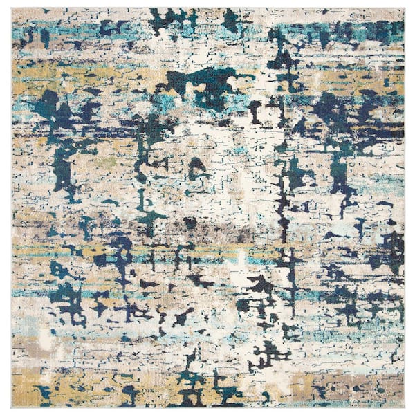 SAFAVIEH Madison Cream/Blue 9 ft. x 9 ft. Square Area Rug