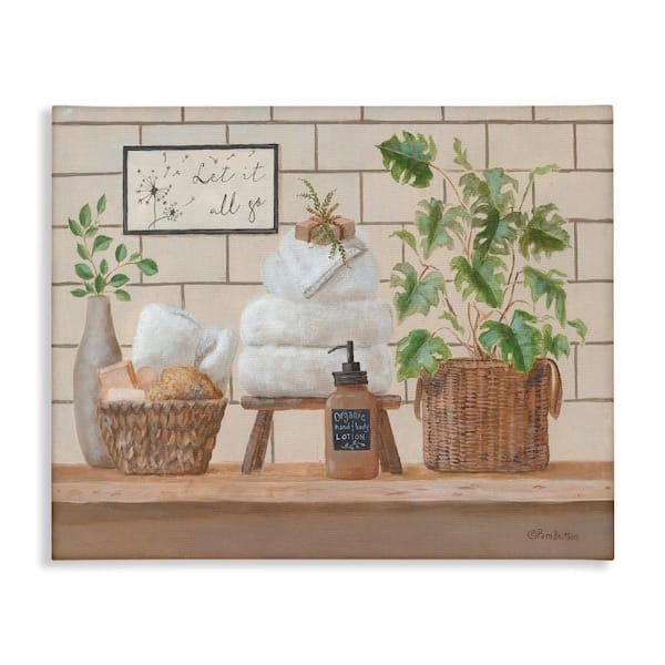 Stupell Industries Comforting Bathroom Spa Still Life by Pam Britton 1-Piece Wrapped Unframed Nature Graphic Art Print 20 in. x 16 in.
