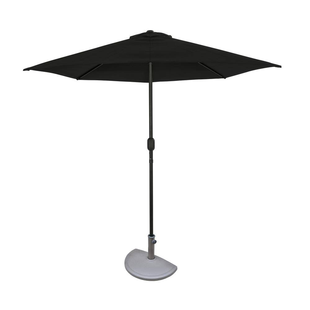 Lanai 9-ft Black Polyester Half Patio Umbrella with Steel Frame