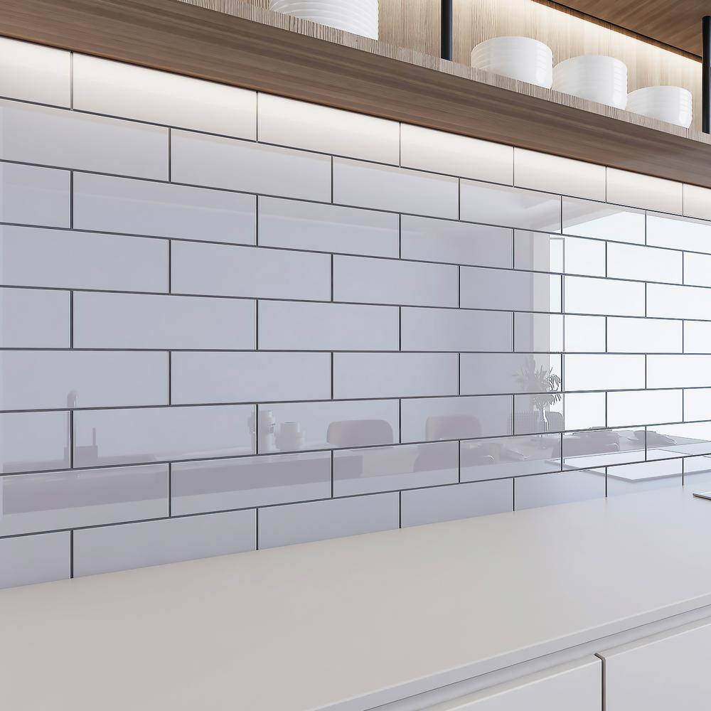 Giorbello Lavender Gray 4 in. x 12 in. x 8mm Glass Subway Tile (5 sq