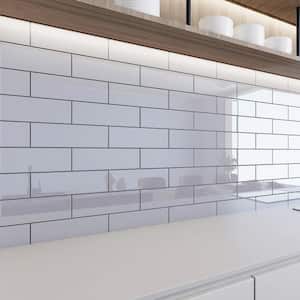 Lavender Gray 4 in. x 12 in. x 8mm Glass Subway Tile (5 sq. ft./Case)