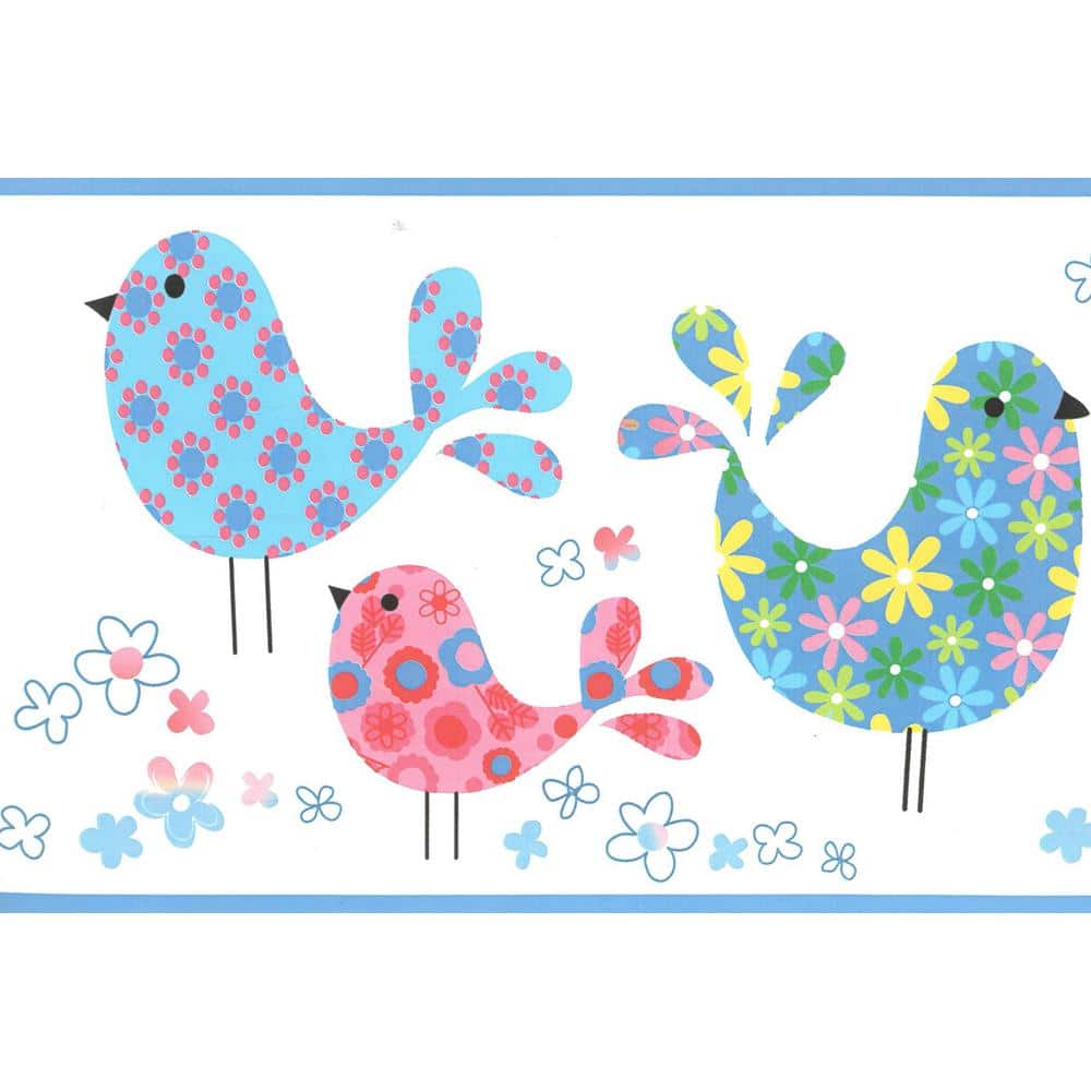 Falkirk Brin Birds, Flowers Red, Pink, Green, Blue Wallpaper Border