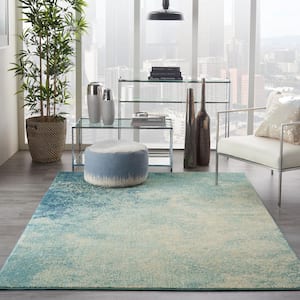Passion Navy Light Blue 5 ft. x 7 ft. Abstract Contemporary Area Rug