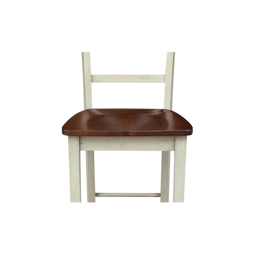 Antiqued Almond and Espresso Wood Counter Height Stool