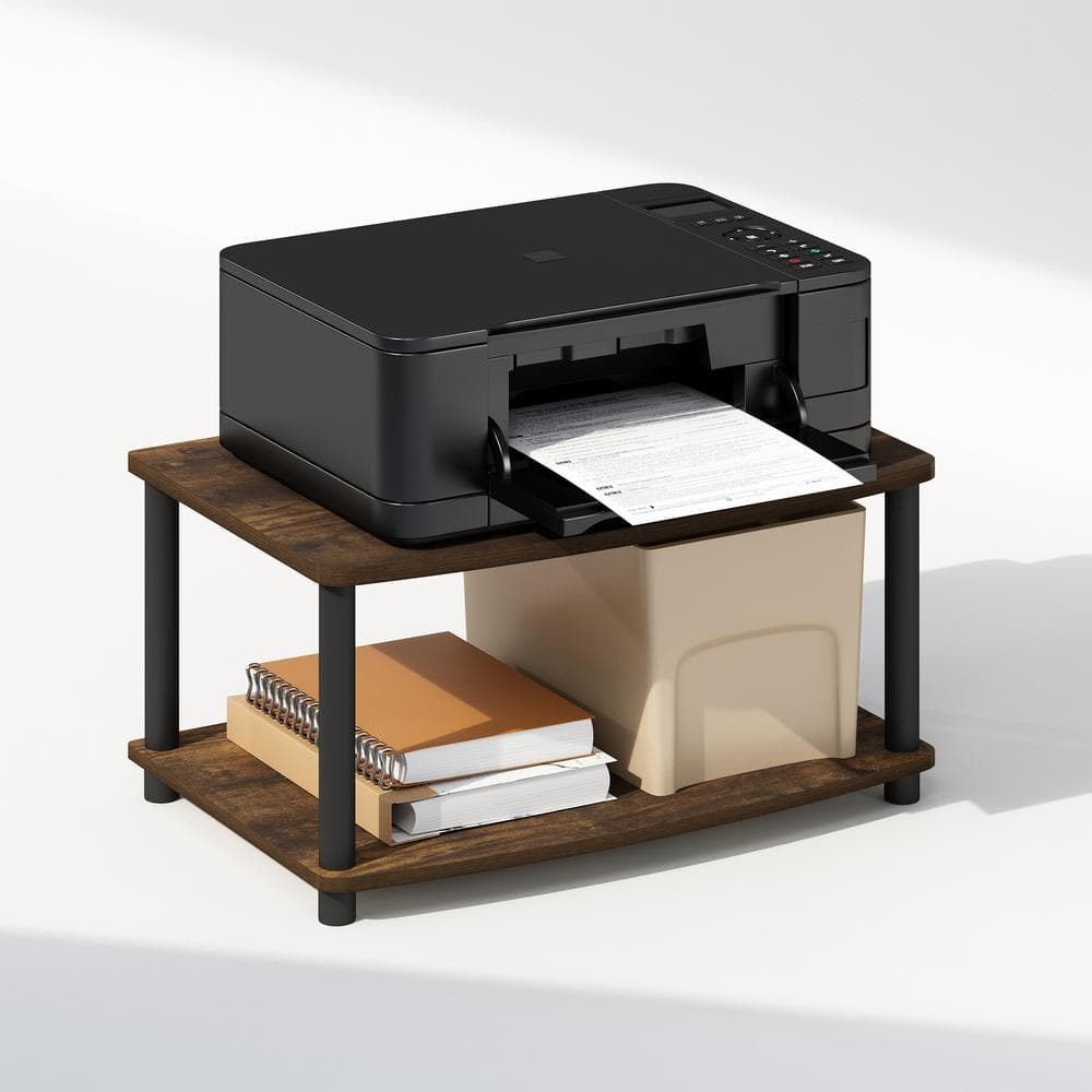 Amber Pine and Black 2-Tier Multipurpose Printer Stand