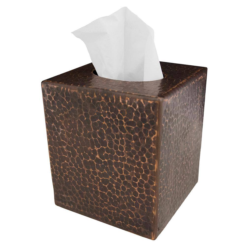 Small Oil Rubbed Bronze Hand Hammered Copper Tissue Box Cover