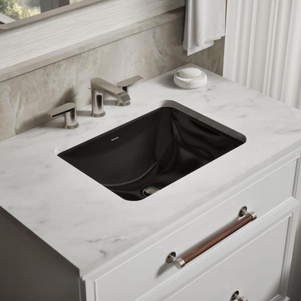KOHLER Caxton 20.4 in. x 15.75 in. Undermount Bathroom Sink in Black Black Vitreous China