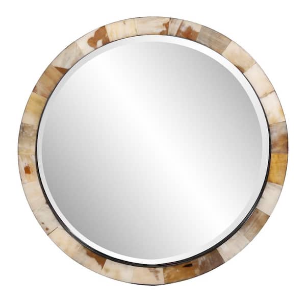 Marley Forrest Godfrey Round White Tiled Horn Mirror