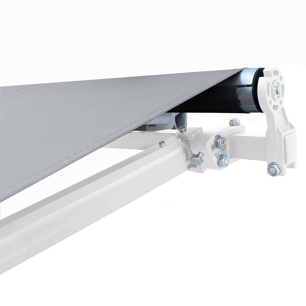 Silver Gray 13 x 10 ft Retractable Patio Awning with White Aluminum Frame