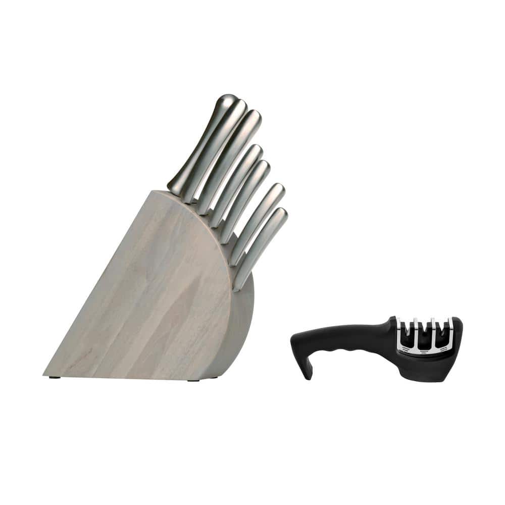 Velaze 8-Piece Dark Gray Acrylic Handle Stainless Steel Knife Set with Knife  Block VLZ-KN-001 - The Home Depot
