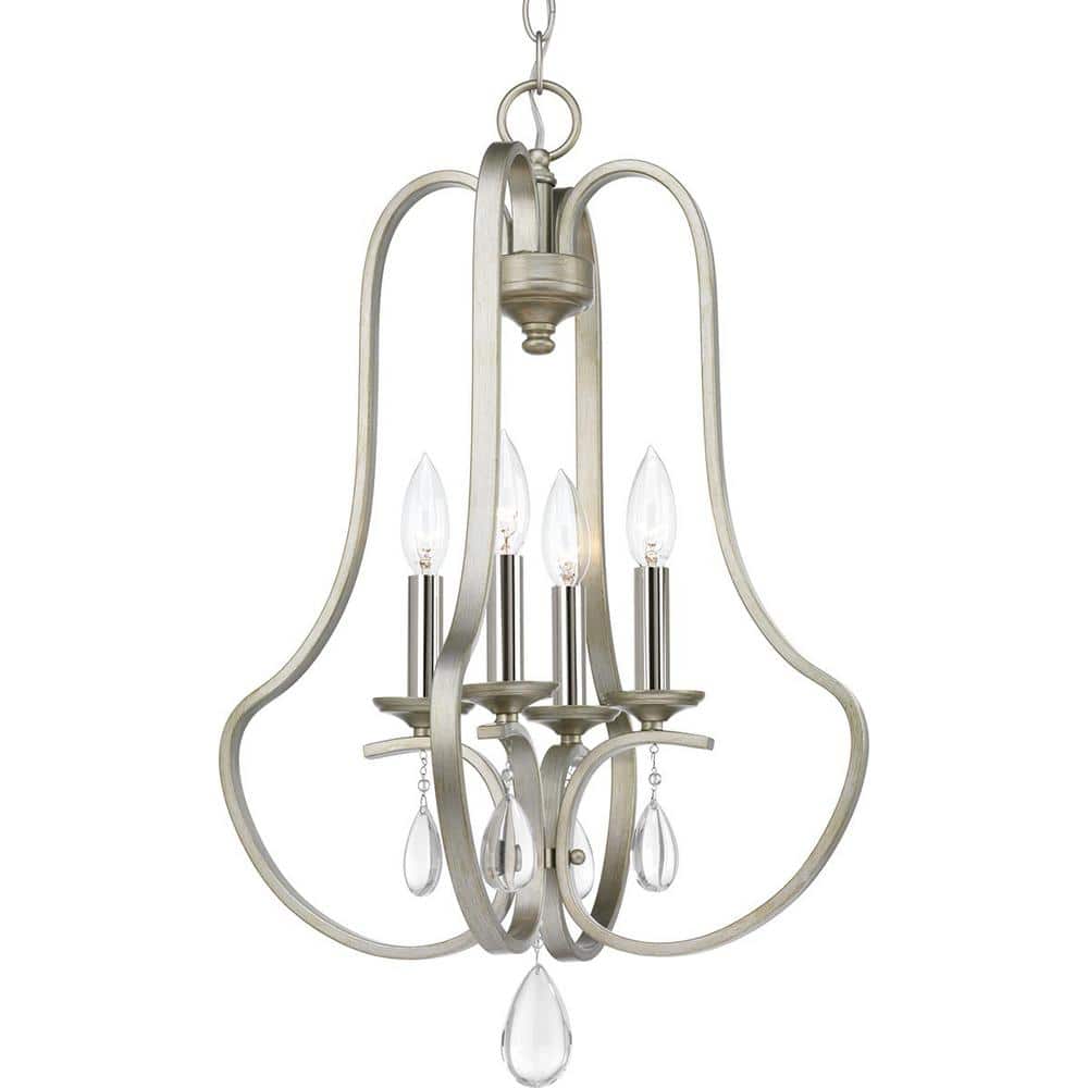 Progress Lighting Anjoux 4-Light Silver Ridge Transitional Geometric Medium Hanging Pendant Light