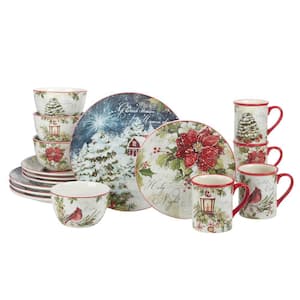 Silent Night 16-Piece Multi-Colored Earthenware Dinnerware Set Service for 4