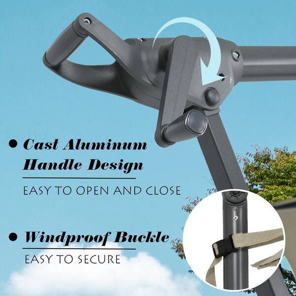 10ft Square Cantilever Umbrella With Base Wheels Proshade