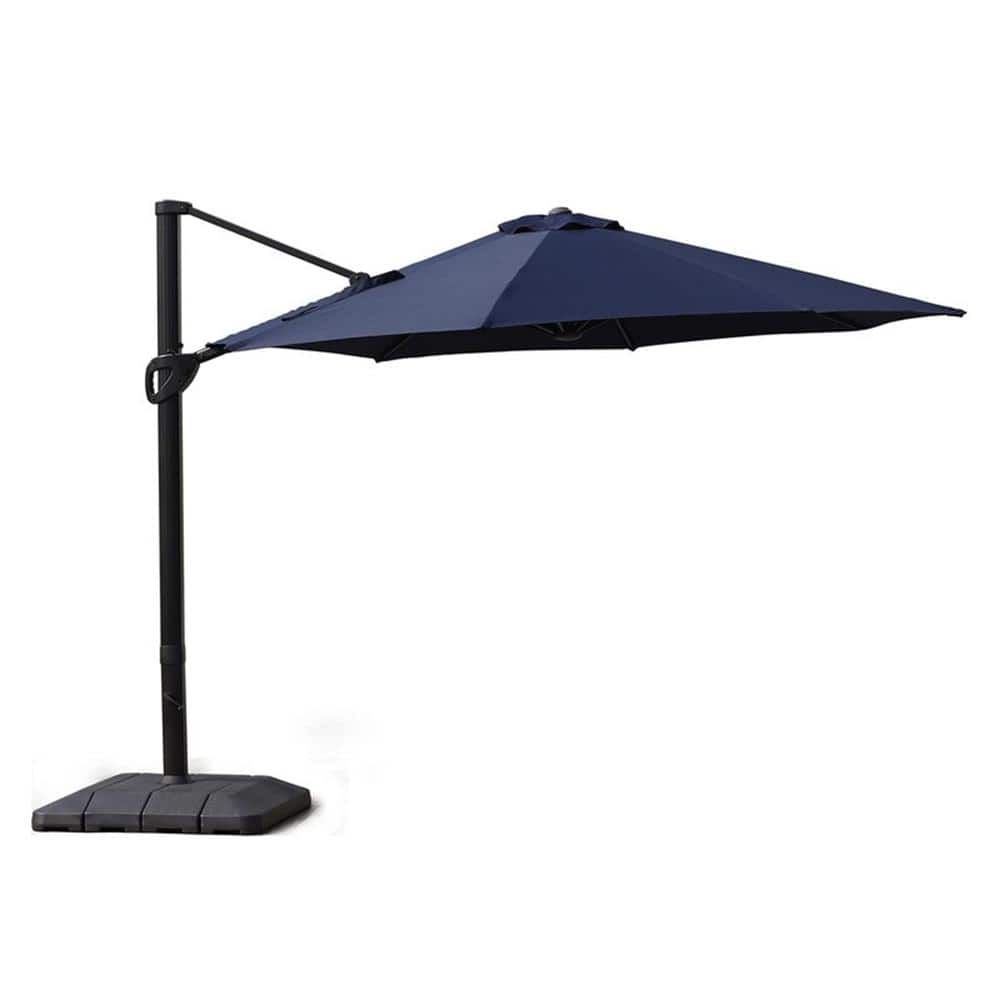 11 ft. Aluminum Deluxe Market Patio Umbrella with Base in Blue