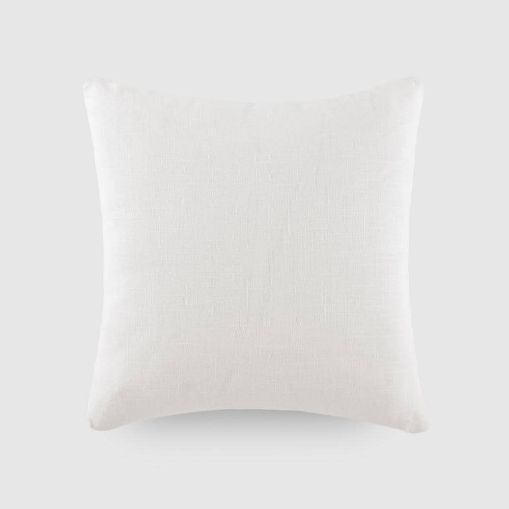 Distressed White Cotton Square Throw Pillow Set
